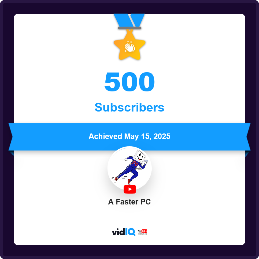 500 YouTube Subscribers Award